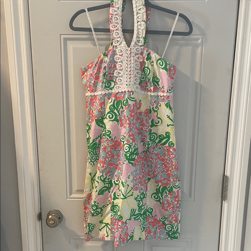 Lilly Pulitzer Pink and Green Halter Dress